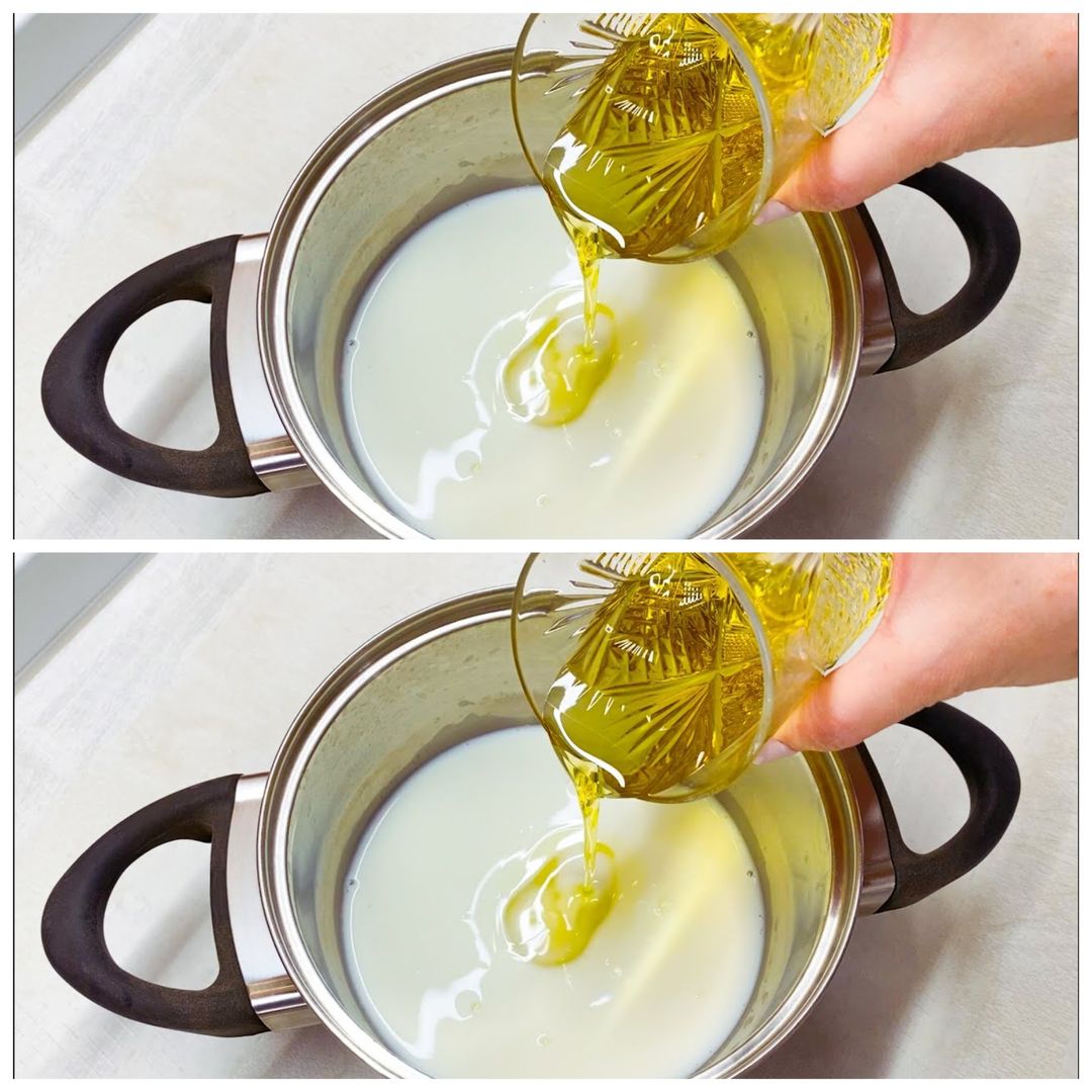 Pour olive oil into milk. I no longer buy it from the store.