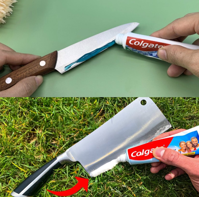 Sharpen Your Kitchen Knife with Toothpaste