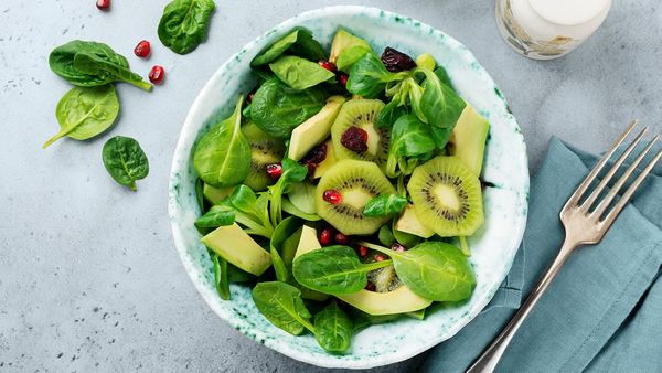 salad with kiwi avocado and pomegranate